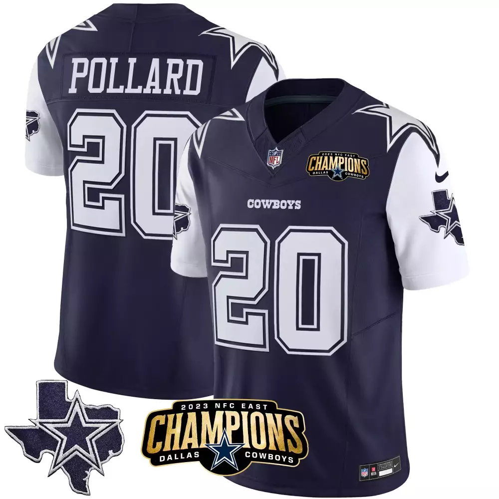 Tony Pollard Navy Jersey | Dallas Cowboys 2023 NFC East Champions Patch | Vapor Stitched Fan Gear | For Men, Women & Youth