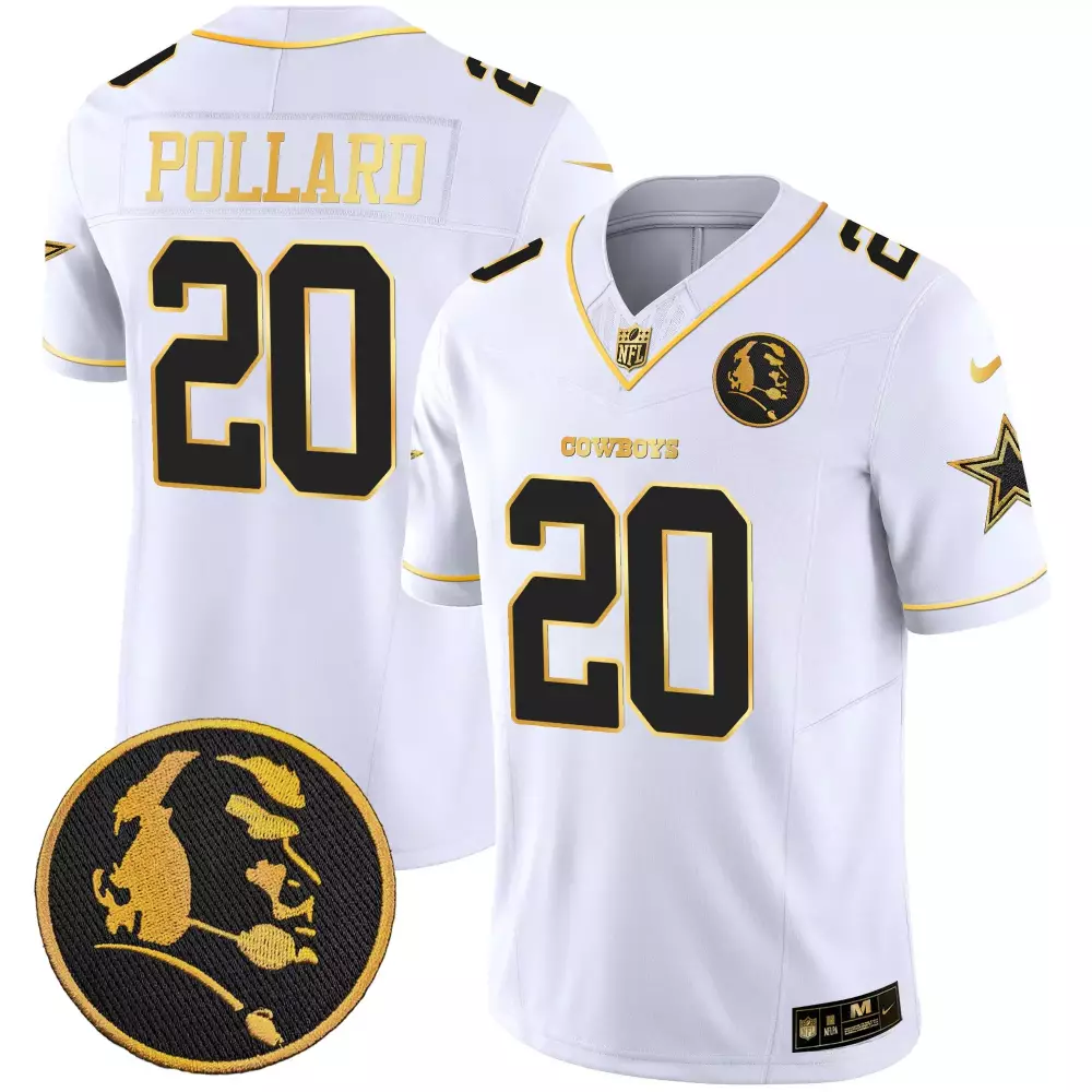 Tony Pollard John Madden Patch Jersey | White Gold Vapor Design | Dallas Cowboys Fan Gear | For Men, Women & Youth