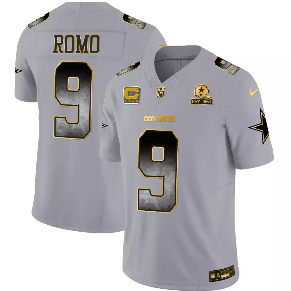 Tony Romo Gray Dallas Cowboys Arch Smoke Jersey | Stitched Vapor Design | Fan Gear | For Men, Women & Youth