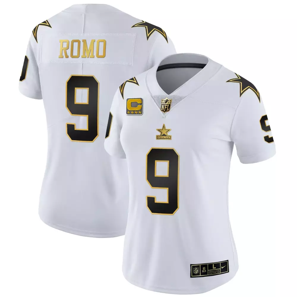 Tony Romo Women's Throwback Limited Vapor Jersey | White Gold Stitched Style | Dallas Cowboys Fan Gear | For Men, Women & Youth