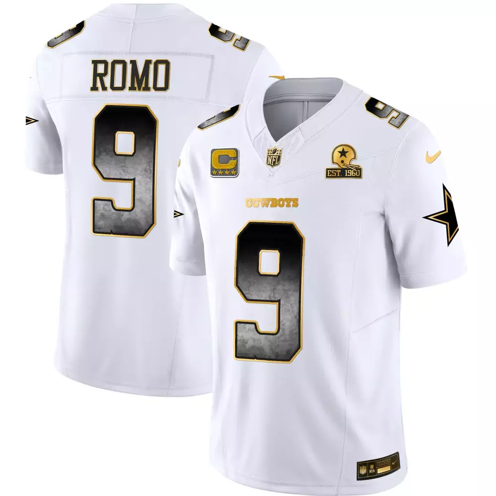 Tony Romo White Dallas Cowboys Arch Smoke Jersey | Stitched Vapor Design | Fan Gear | For Men, Women & Youth