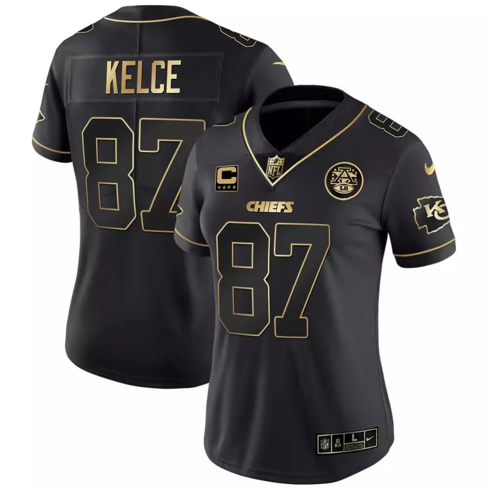 Travis Kelce Black Gold Women's Kansas City Chiefs Jersey | Stitched Edition | Fan Gear for Men, Women & Youth