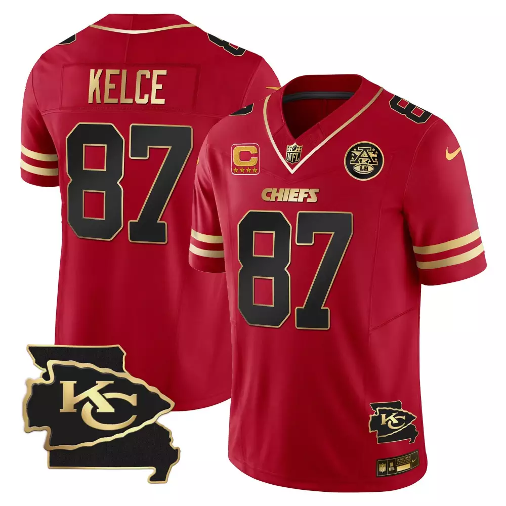 Travis Kelce Missouri Patch Vapor Limited Jersey | Black & Red Stitched | Fan Gear for Game Day | For Men, Women & Youth