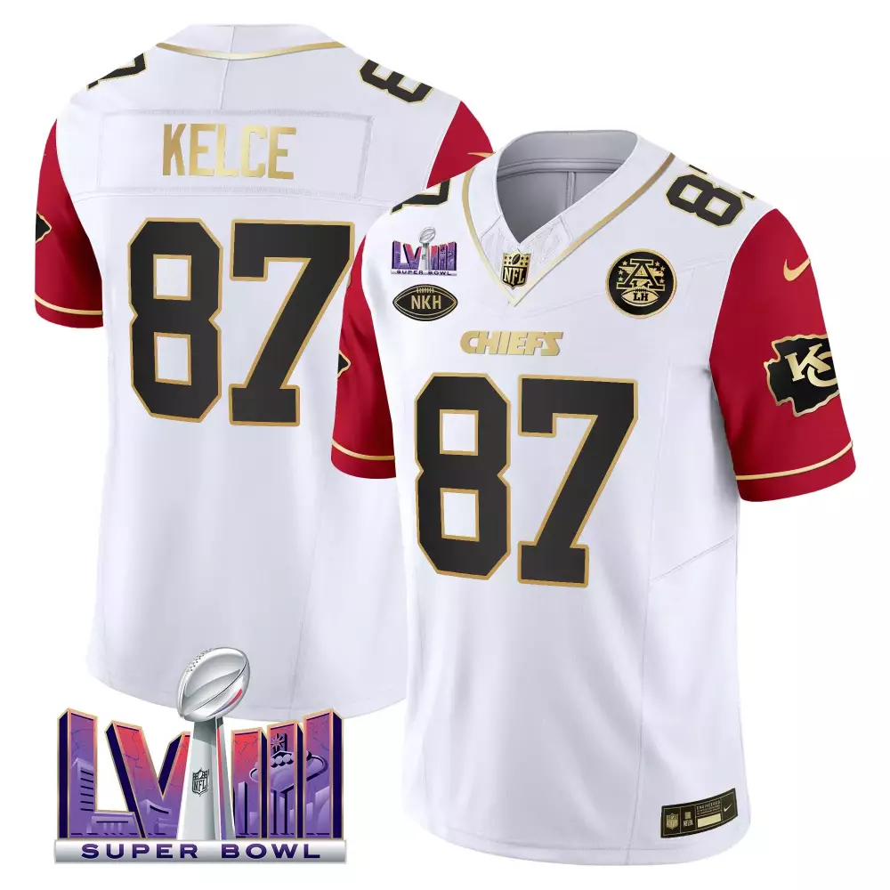 Travis Kelce Men's Kansas City Chiefs Super Bowl LVIII Patch Vapor Jersey V3 | Stitched | Limited Edition Fan Gear | For Men, Women & Youth