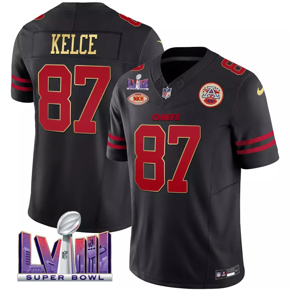 Travis Kelce Kansas City Chiefs Super Bowl LVIII Patch Vapor Jersey V2 | Stitched Limited Edition | Fan Gear | For Men, Women & Youth