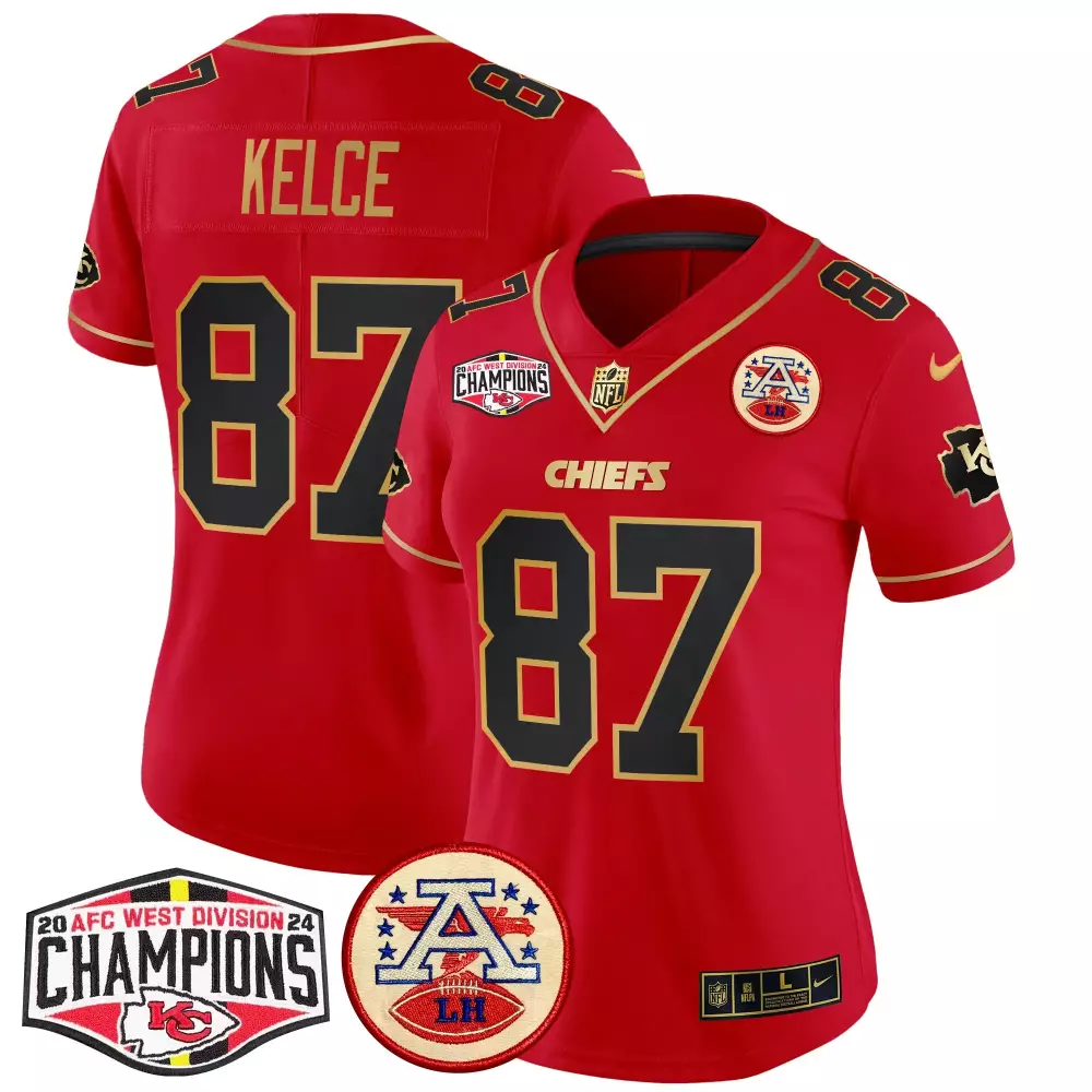 Travis Kelce Kansas City Chiefs 2024 AFC West Division Champions Patch Vapor Limited Jersey | Stitched | Fan Gear for Women