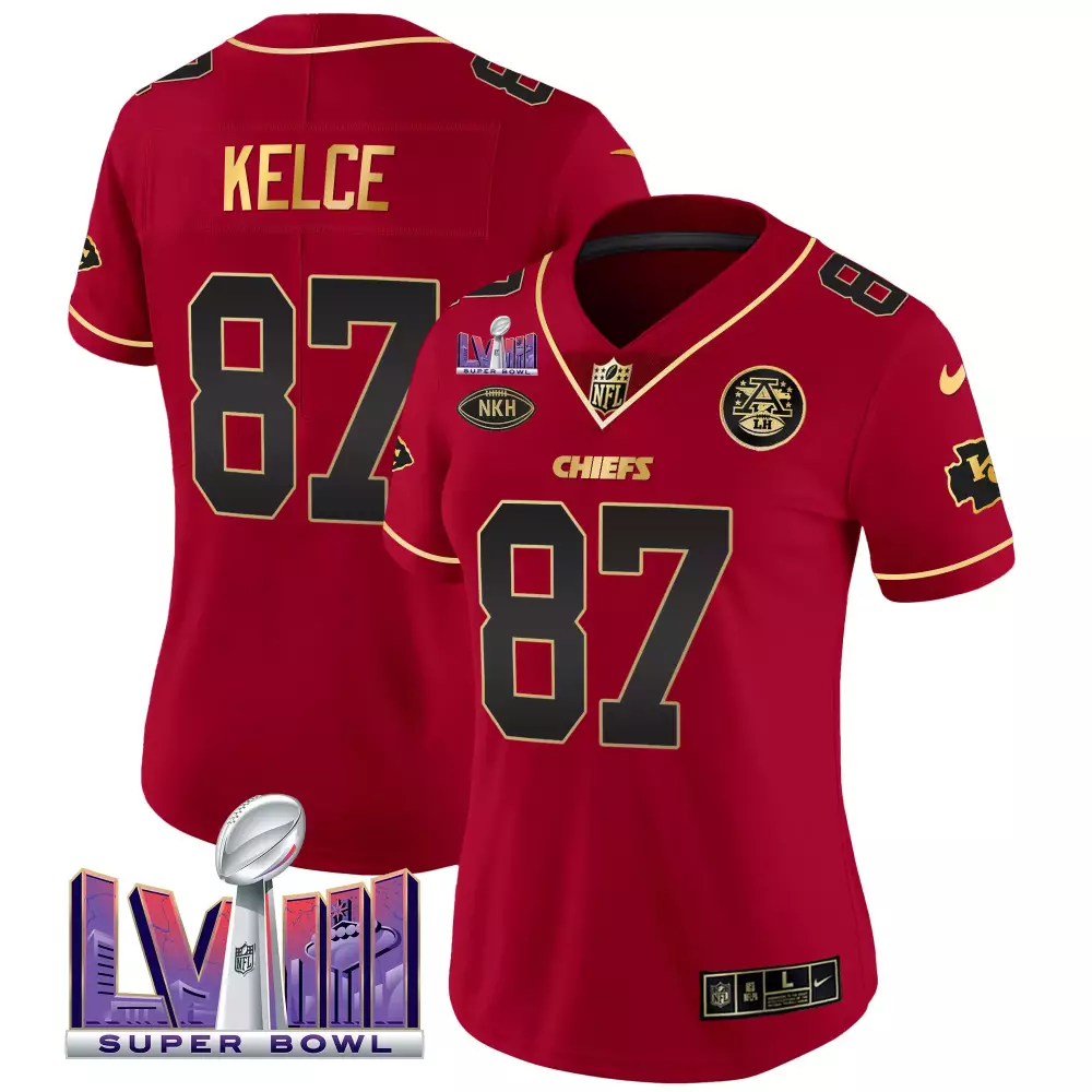 Travis Kelce Red Special Women's Kansas City Chiefs Super Bowl LVIII Jersey | Stitched Patch Vapor | Limited Edition Fan Gear | For Men, Women & Youth