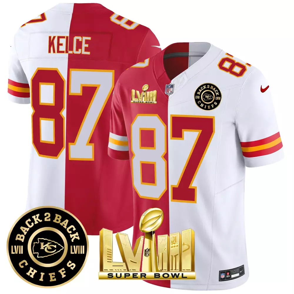 Travis Kelce Kansas City Chiefs Super Bowl LVIII Back 2 Back Patch Vapor Jersey V4 | Stitched Fan Gear | For Men, Women & Youth