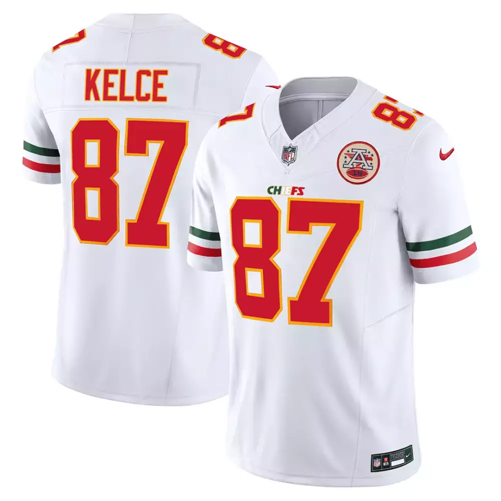 Travis Kelce Kansas City Chiefs Missouri Patch Vapor Jersey | Stitched White Limited Edition Fan Gear | For Men, Women & Youth