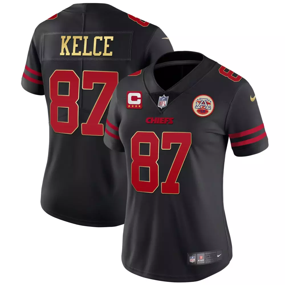 Travis Kelce Kansas City Chiefs Black Red Vapor Jersey | Stitched White | Replica Fan Gear | For Men, Women & Youth