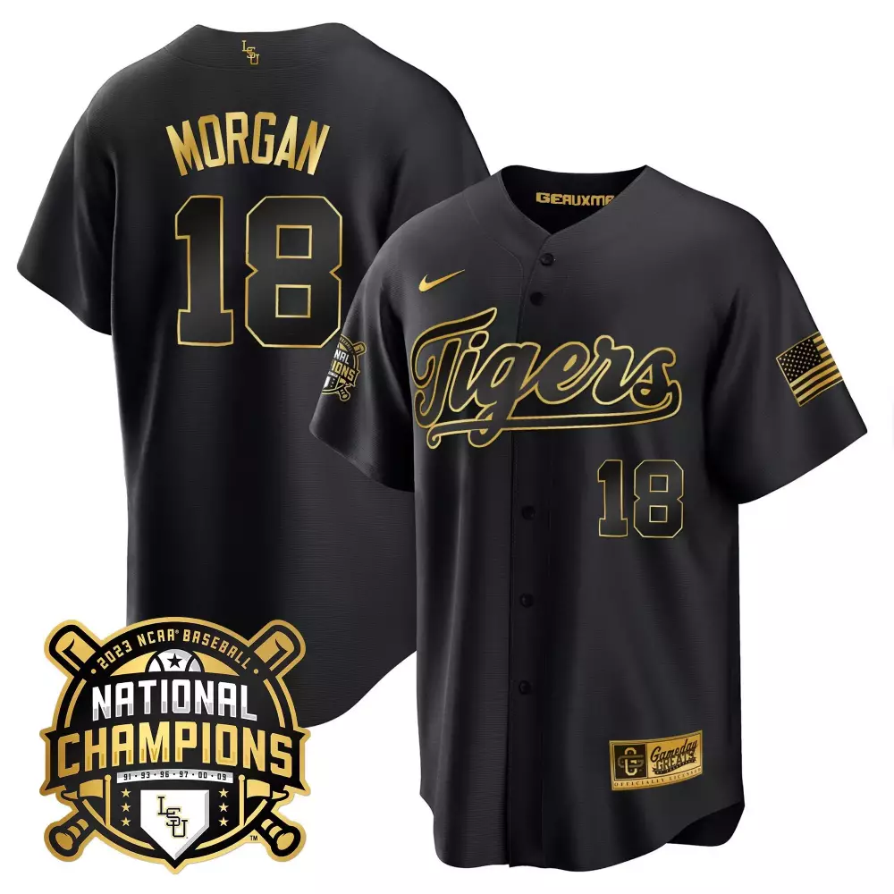 Tre Morgan LSU Tigers 2023 National Champions Gold Cool Jersey V2 | All Stitched | Limited Edition Fan Gear | For Youth