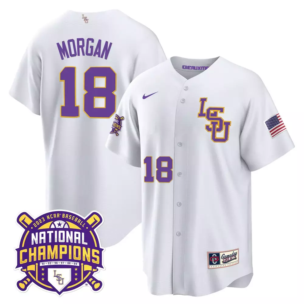 Tre Morgan LSU Tigers 2023 National Champions Gold Cool Jersey | Stitched Fan Gear for Men