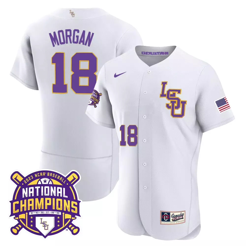 Tre Morgan LSU Tigers 2023 National Champions Gold Flex Jersey | Stitched Fan Gear for Men