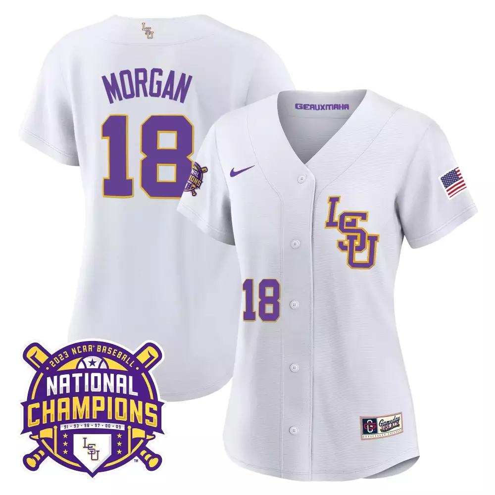 Tre Morgan LSU Tigers 2023 National Champions Gold Cool Jersey | Stitched Fan Gear for Women