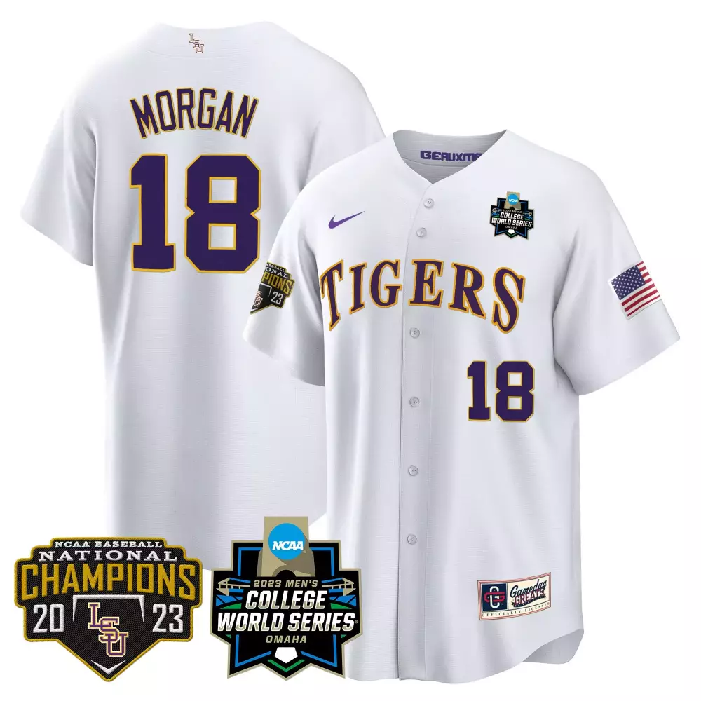 Tre Morgan LSU Tigers 2023 National Champions Gold Jersey V4 | All Stitched | Replica Fan Gear | For Men, Women & Youth