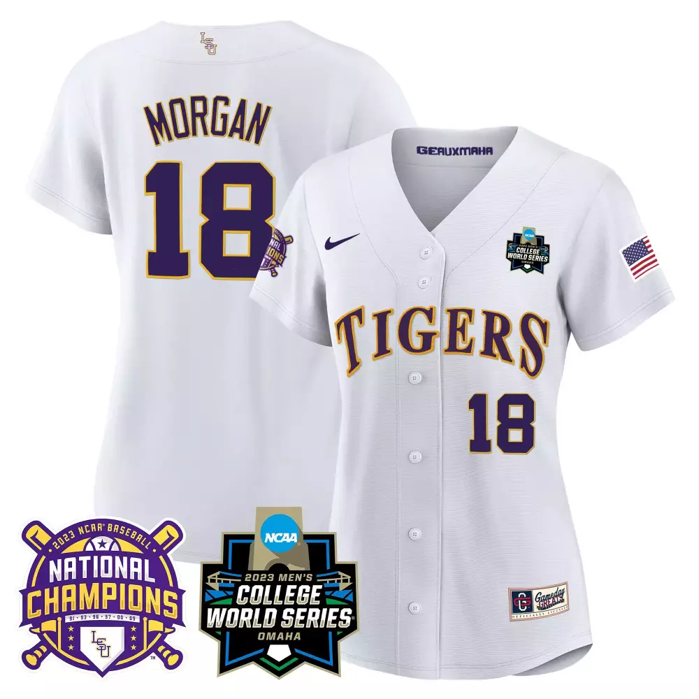Tre Morgan LSU Tigers 2023 National Champions Gold Jersey V3 | All Stitched | Limited Edition Fan Gear | For Women