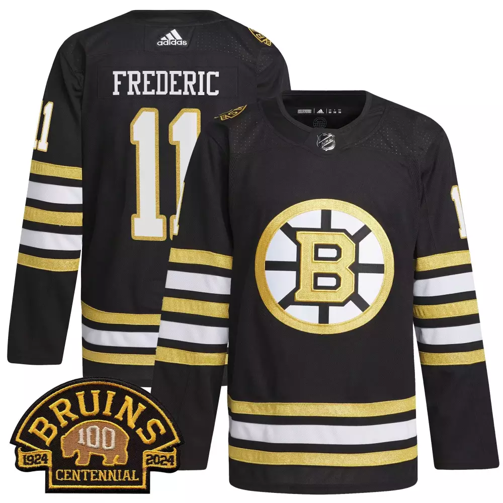 Trent Frederic Boston Bruins 100 BB Centennial Patch Breakaway Jersey | Retro Gold Stitched Fan Gear | For Men, Women & Youth