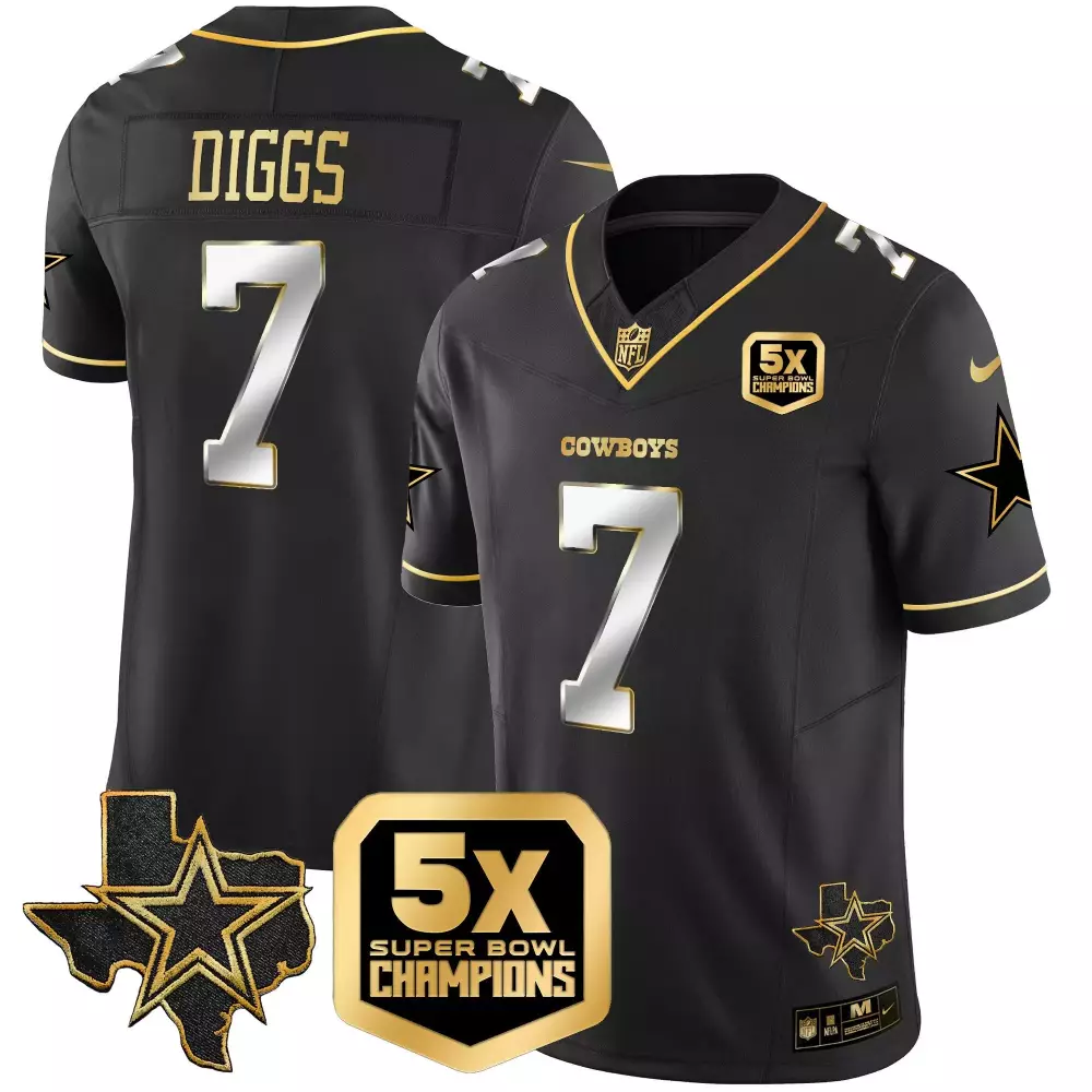 Trevon Diggs Dallas Cowboys 5X Super Bowl Champions Black Jersey | Limited Edition Stitched Vapor Fan Gear | For Men, Women & Youth