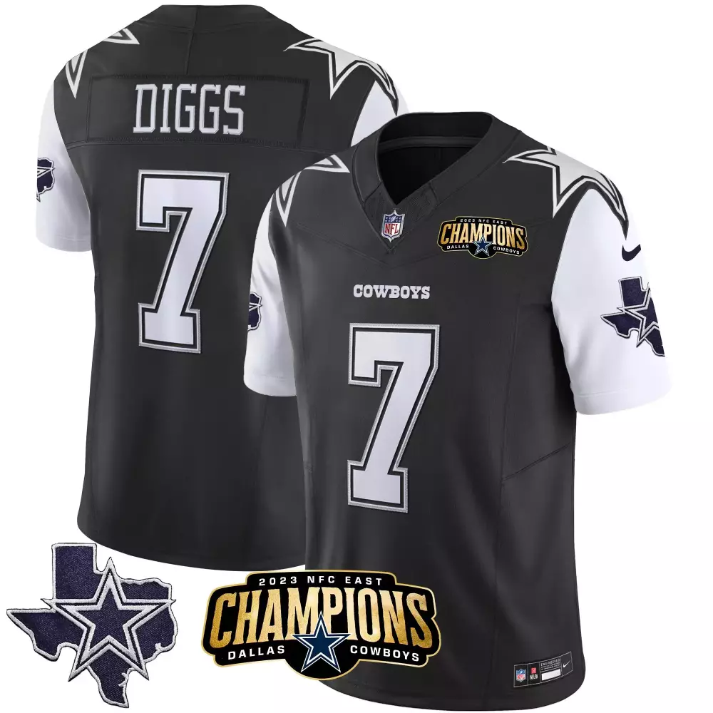 Trevon Diggs Dallas Cowboys 2023 NFC East Champions Black Jersey | Stitched Vapor Fan Gear | For Men, Women & Youth