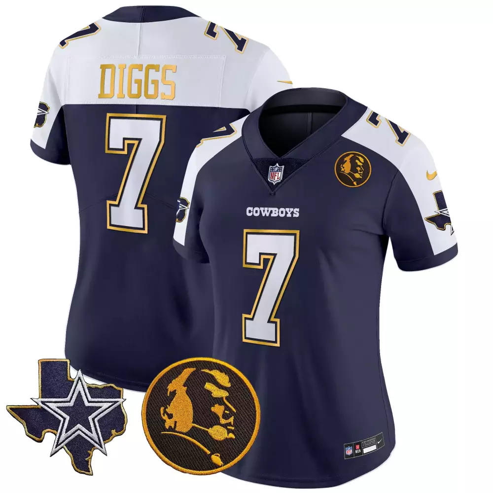 Trevon Diggs Dallas Cowboys Navy Alternate Women's Texas John Madden Patch Jersey | All Stitched | Fan Gear for Women & Youth
