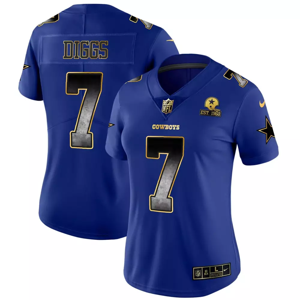 Trevon Diggs Dallas Cowboys Royal Women's Texas John Madden Patch Gold Trim Vapor Jersey | All Stitched Fan Gear | For Men, Women & Youth