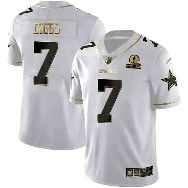 Trevon Diggs Black Gold Collection Jersey | White Gold Stitched Design | Dallas Cowboys Fan Gear | For Men, Women & Youth
