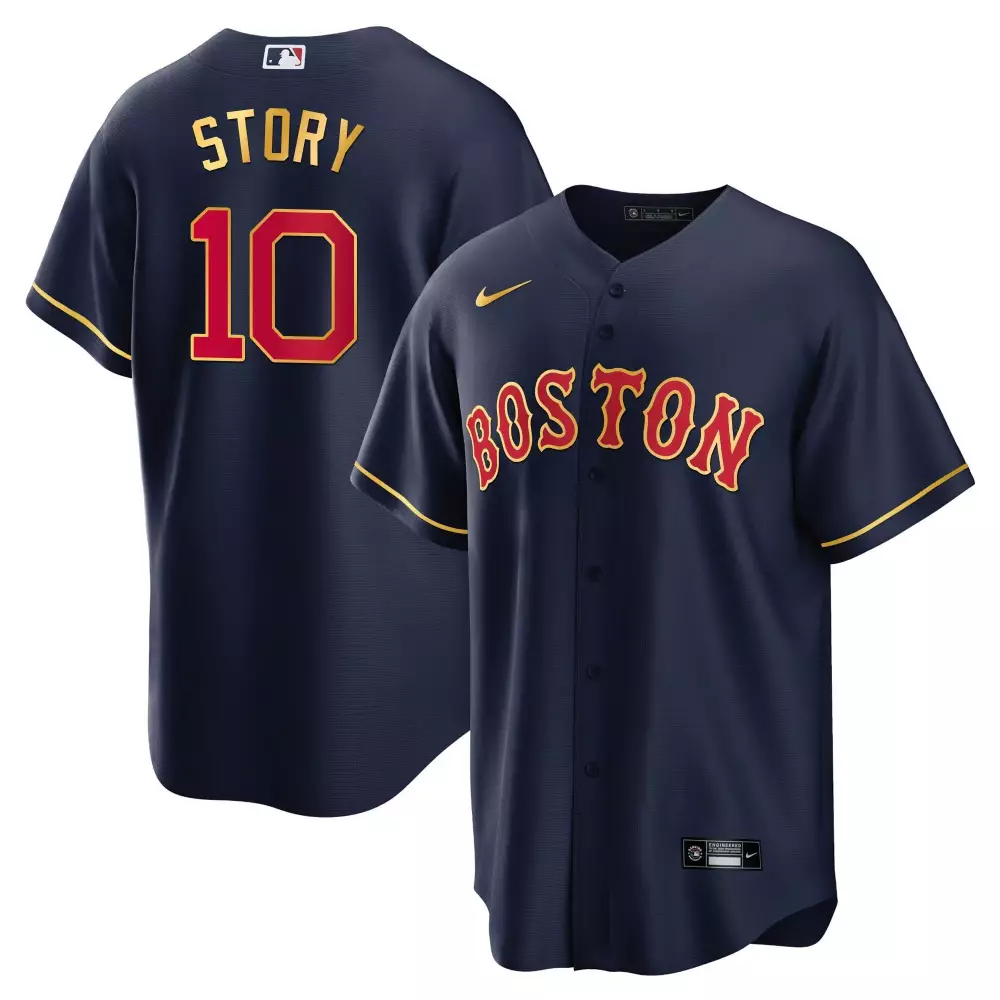 Trevor Story Boston Red Sox Gold Trim Jersey | Cool Navy Stitched Replica | Perfect Fan Gear for Men, Women & Youth