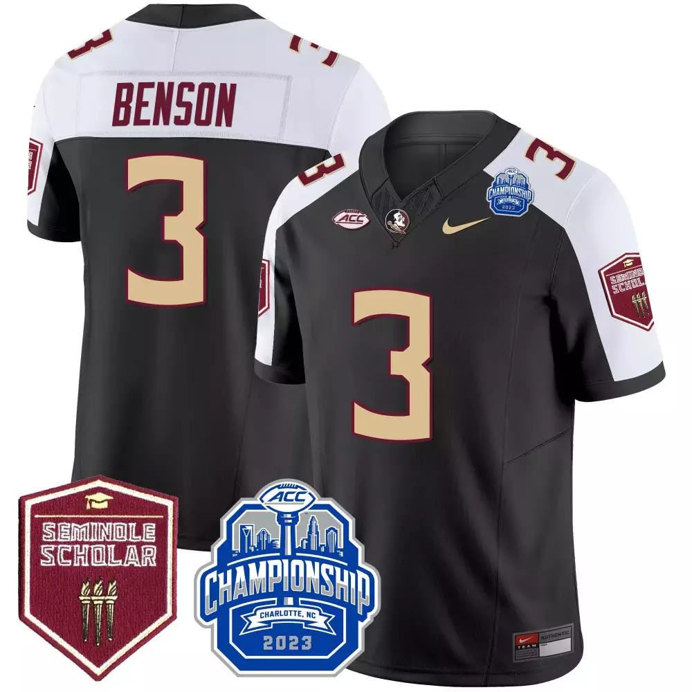 Trey Benson Black Alternate Jersey | 2023 ACC Championship Patch | Stitched Vapor Fan Gear for Men, Women & Youth