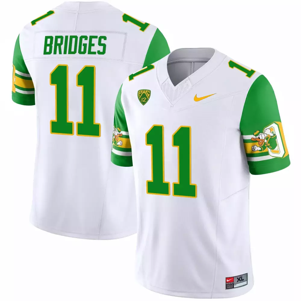Trikweze Bridges Oregon Ducks 1984 White Throwback Jersey | Stitched Version | Limited Edition Fan Gear | For Men, Women & Youth