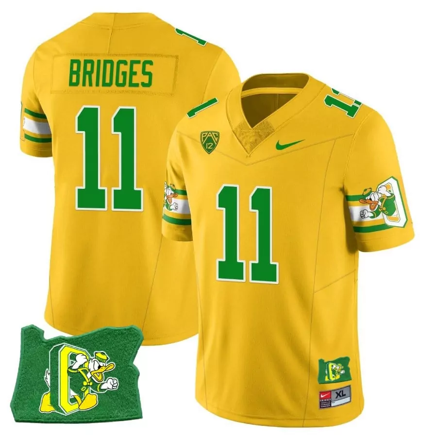 Trikweze Bridges Oregon Ducks 1984 Throwback Jersey | Yellow Stitched | Replica Fan Gear | For Men, Women & Youth
