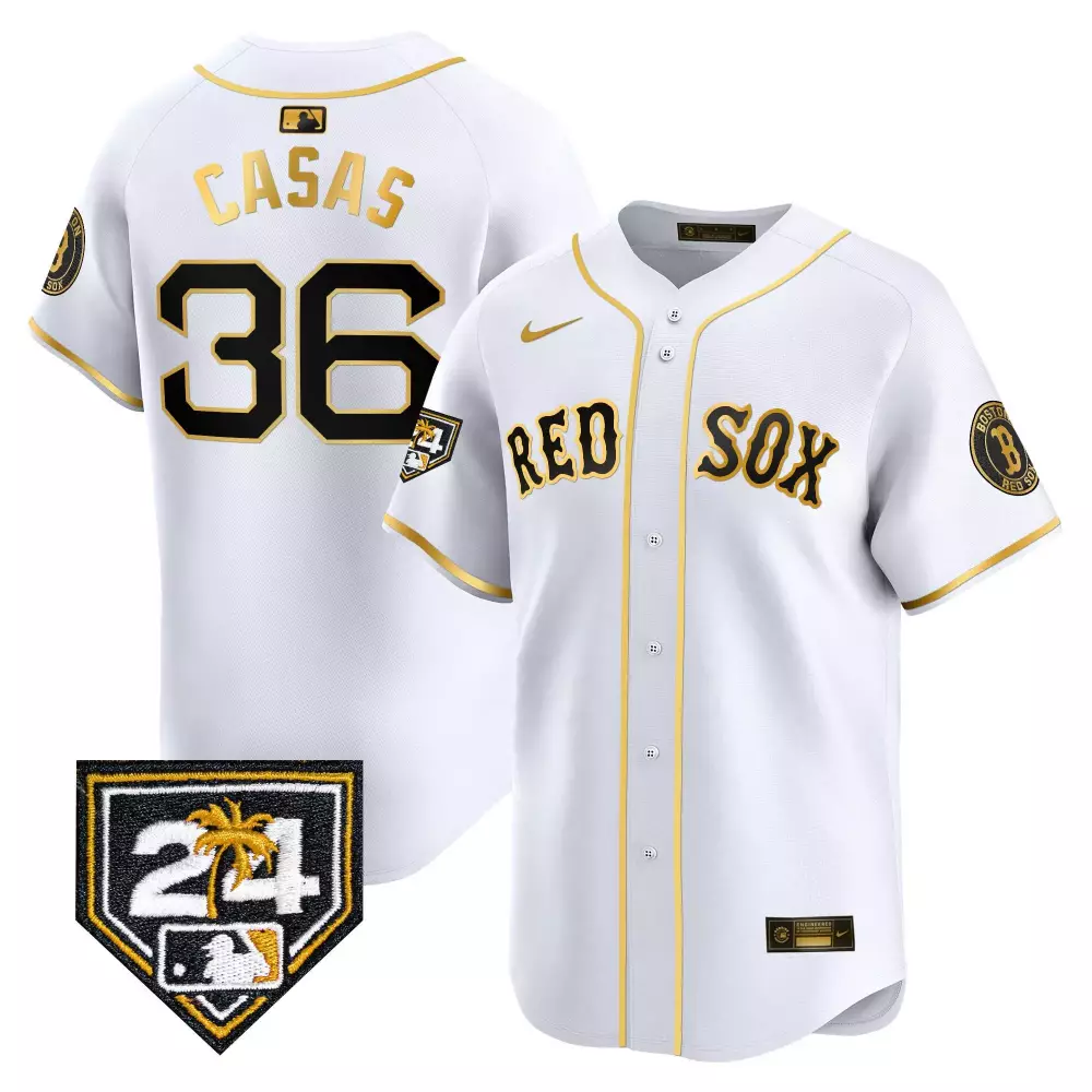 Triston Casas Boston Red Sox 2024 Spring Training Patch Jersey | White Gold Vapor Premier Limited Edition | For Men, Women & Youth