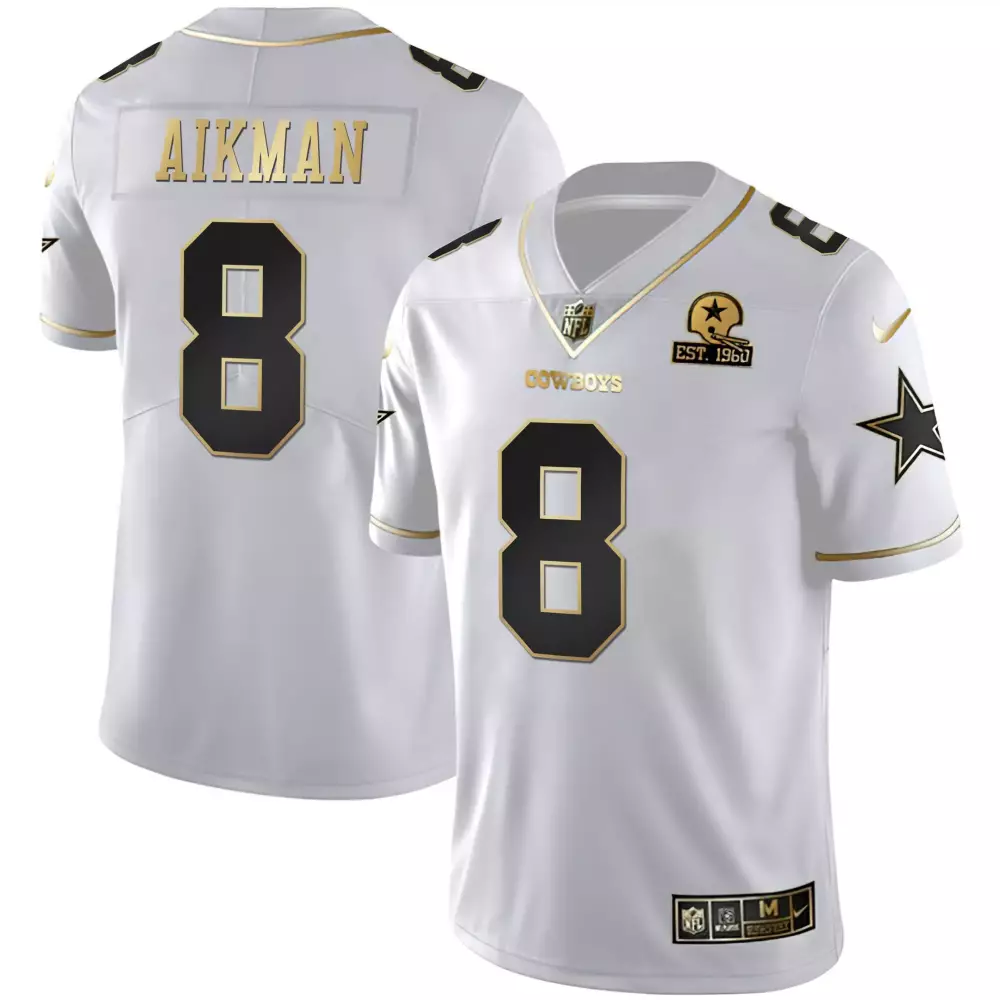 Troy Aikman Dallas Cowboys White Gold Jersey | Stitched Collection Fan Gear | For Men, Women & Youth