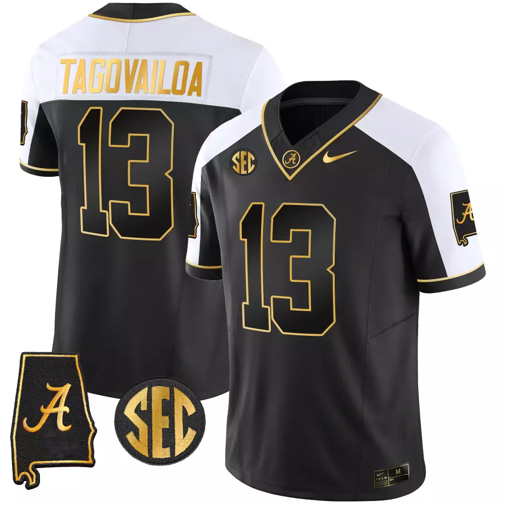 Tua Tagovailoa Alabama Crimson Tide Black Alternate Jersey | Gold Vapor Limited Edition | Fan Gear for Men, Women & Youth