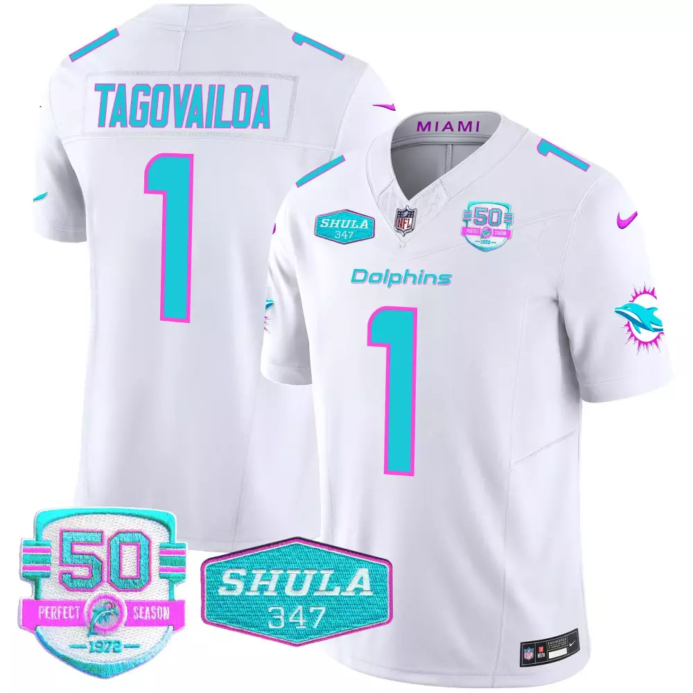 Tua Tagovailoa Miami Dolphins Miami Vice Vapor Limited Jersey V2 | Stitched White | Fan Gear for Men, Women & Youth