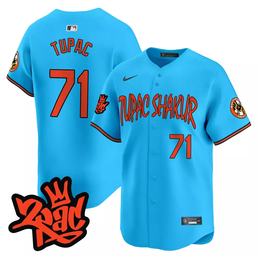 Tupac 1971 Light Blue Baltimore Orioles Vapor Premier Limited Jersey | All Stitched | Fan Gear for Men