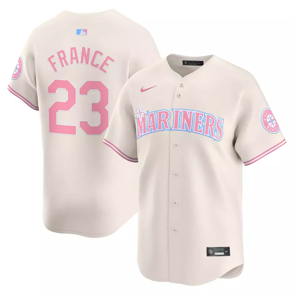 Ty France Seattle Mariners Bubblegum Pink Cream Jersey | Vapor Premier Limited Edition | Stitched Fan Gear for Men, Women & Youth