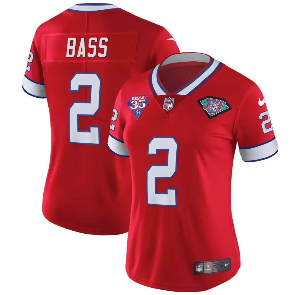 Tyler Bass Buffalo Bills 1994 Throwback Vapor Jersey | Red | Women's Stitched Fan Gear | For Men, Women & Youth