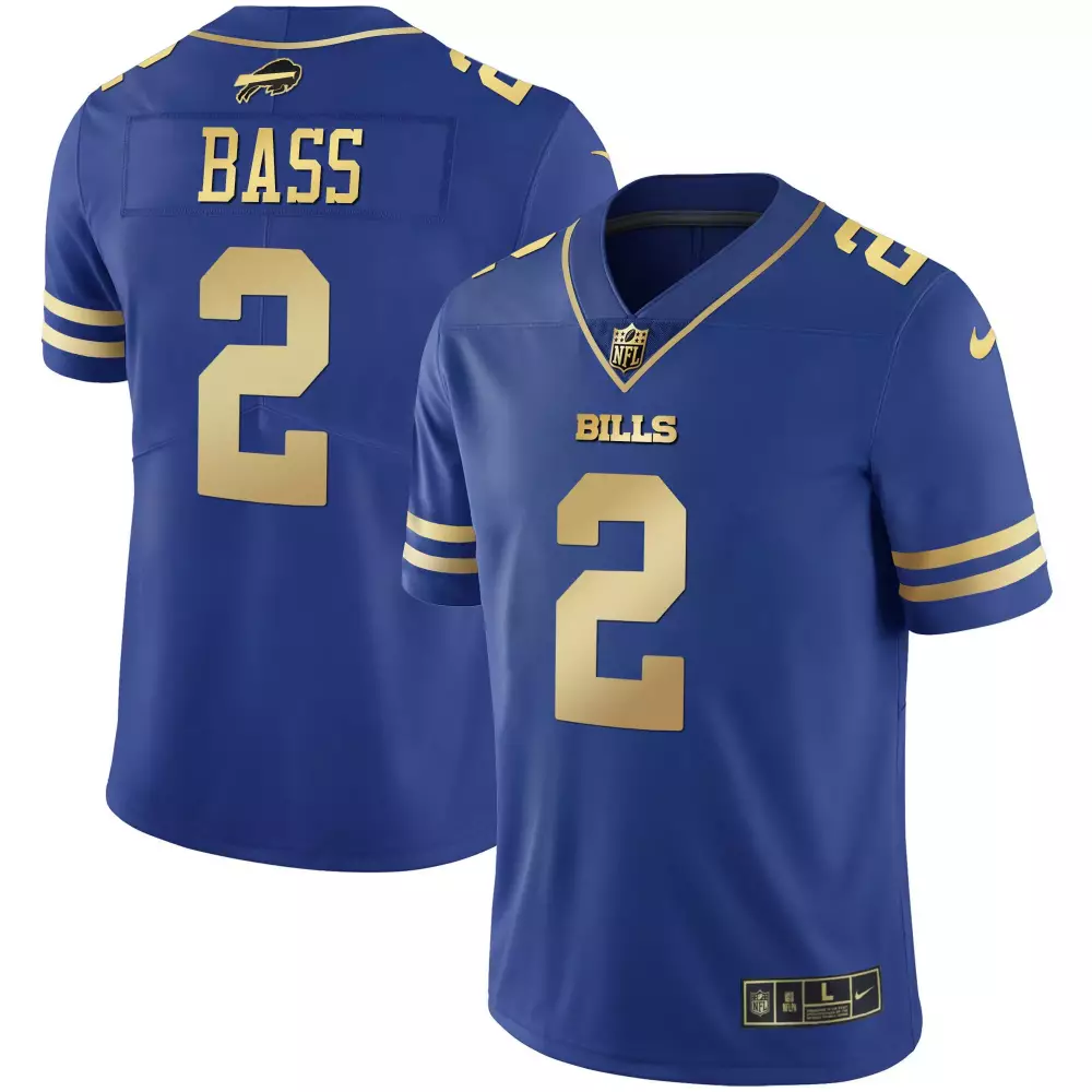 Tyler Bass Buffalo Bills Vapor Jersey | Royal Gold | Men's Stitched Fan Gear | For Men, Women & Youth