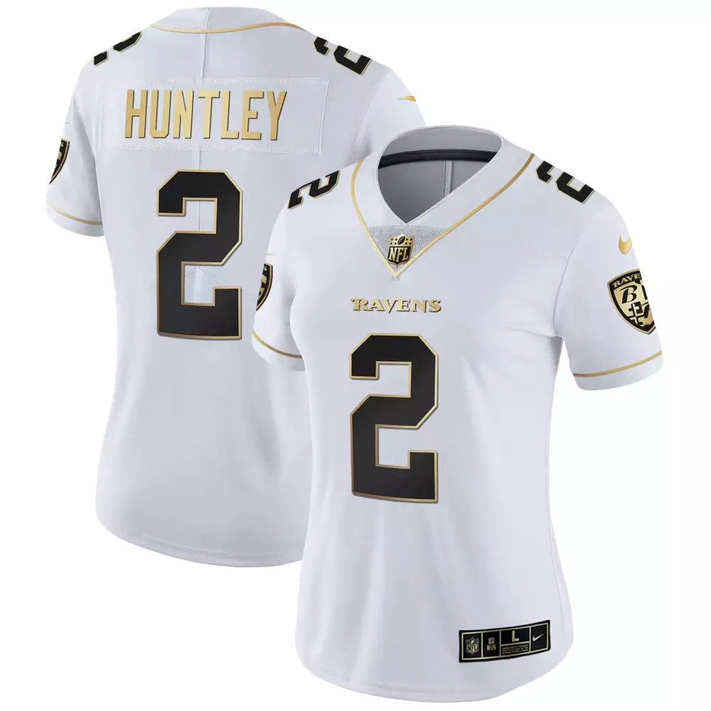 Tyler Huntley Baltimore Ravens Gold Vapor Jersey | White Gold Stitched Design | Fan Gear for Women