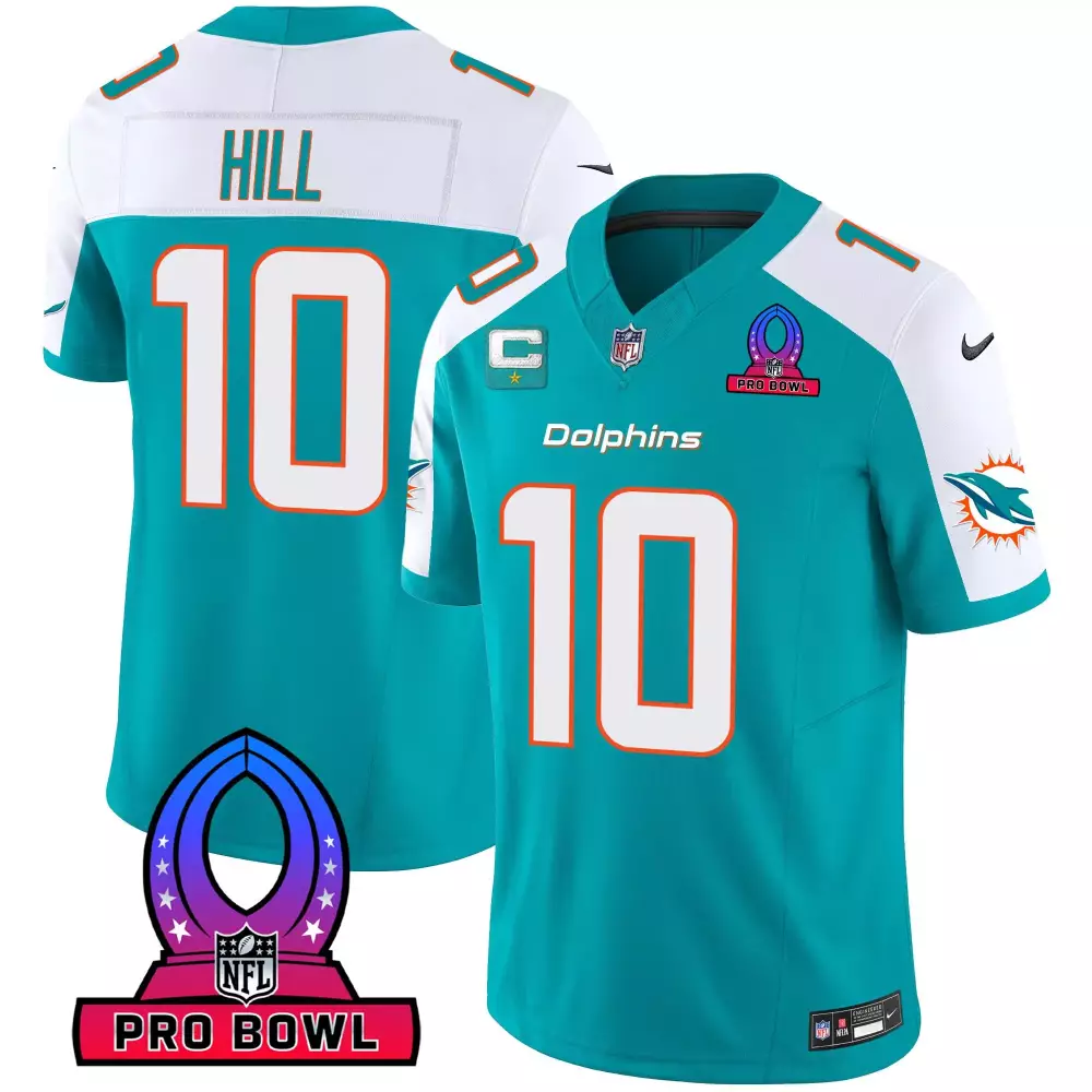 Tyreek Hill Aqua Alternate Men's Miami Dolphins 2024 Pro Bowl Patch Vapor Jersey | All Stitched | Fan Gear | For Men, Women & Youth