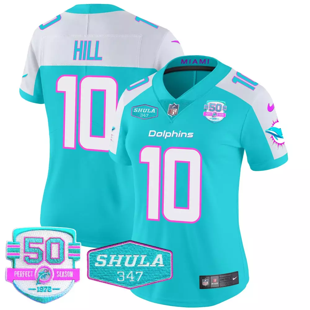 Tyreek Hill Aqua Alternate Women's Miami Dolphins Miami Vice Vapor Limited Jersey V2 | Stitched Fan Gear | For Women & Youth