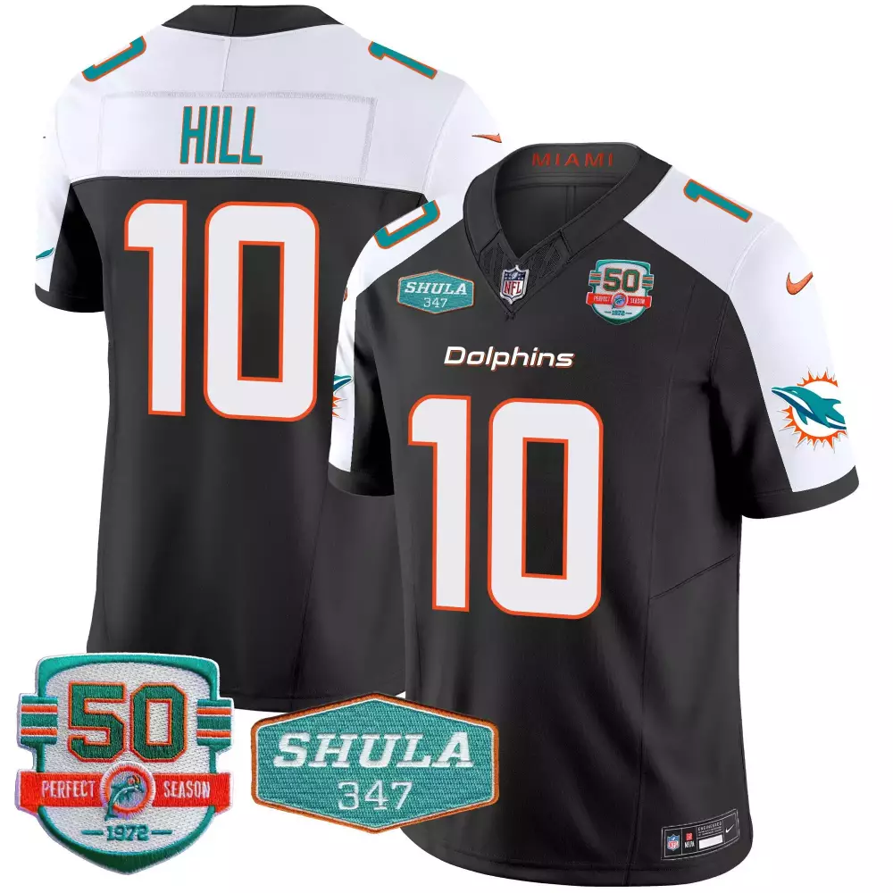Tyreek Hill Miami Dolphins Black Alternate Vapor Jersey | Shula 347 Patch Stitched Fan Gear for Men, Women & Youth