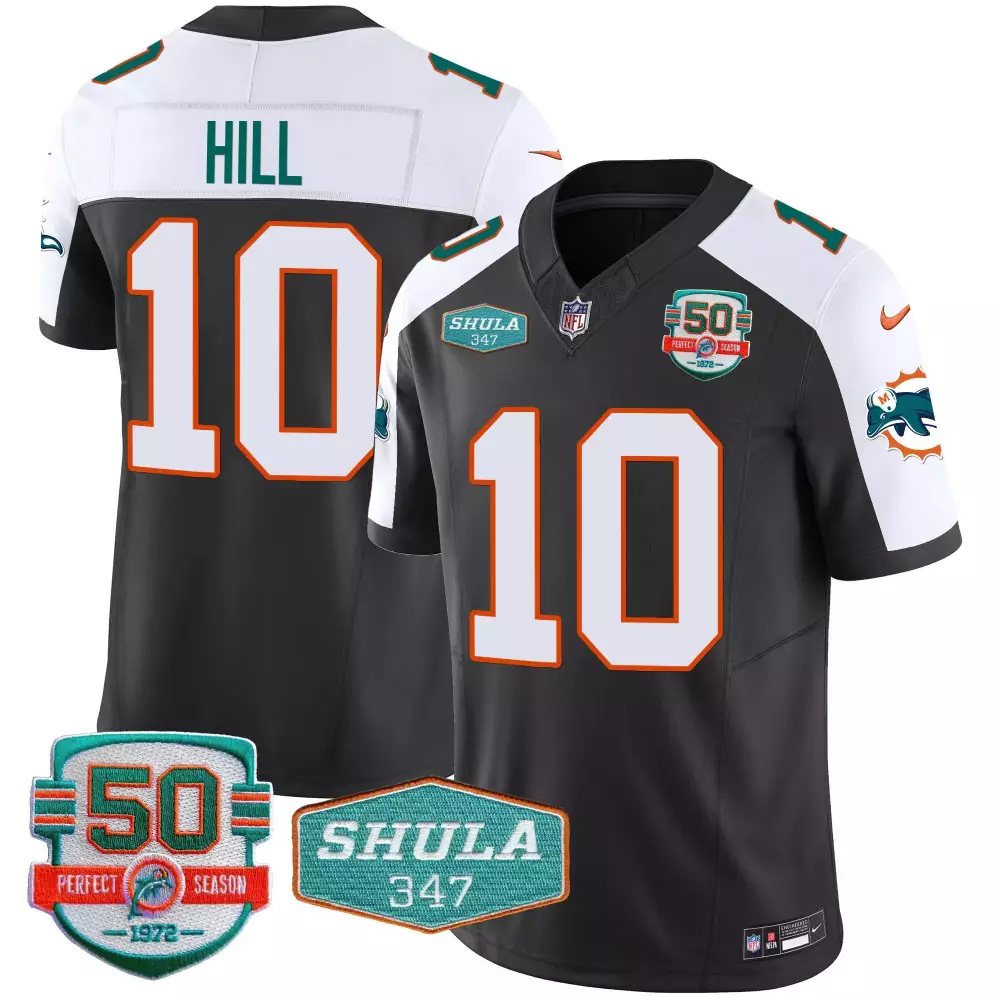 Tyreek Hill Miami Dolphins Black Alternate Throwback Vapor Jersey | Shula 347 Patch Stitched Fan Gear for Men, Women & Youth