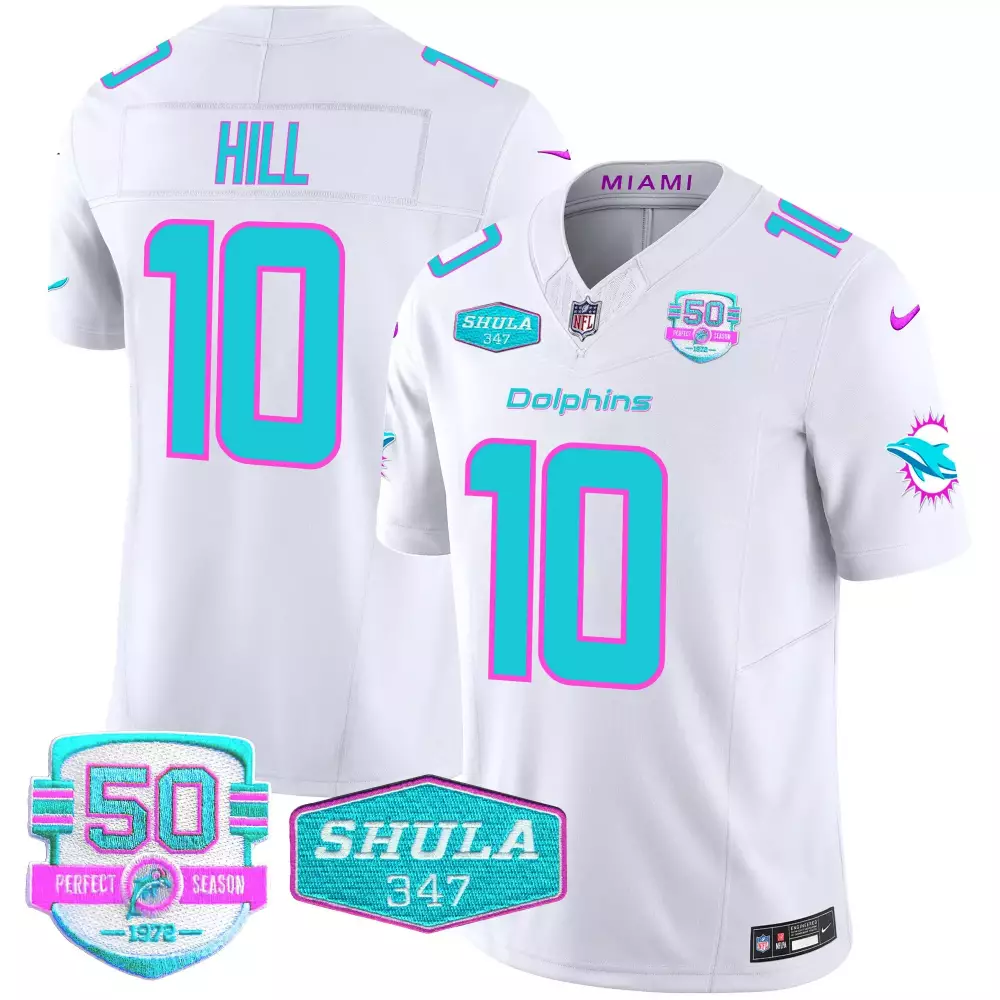 Tyreek Hill White Men's Miami Dolphins Miami Vice Vapor Limited Jersey V2 | All Stitched | Limited Edition Fan Gear | For Men, Women & Youth