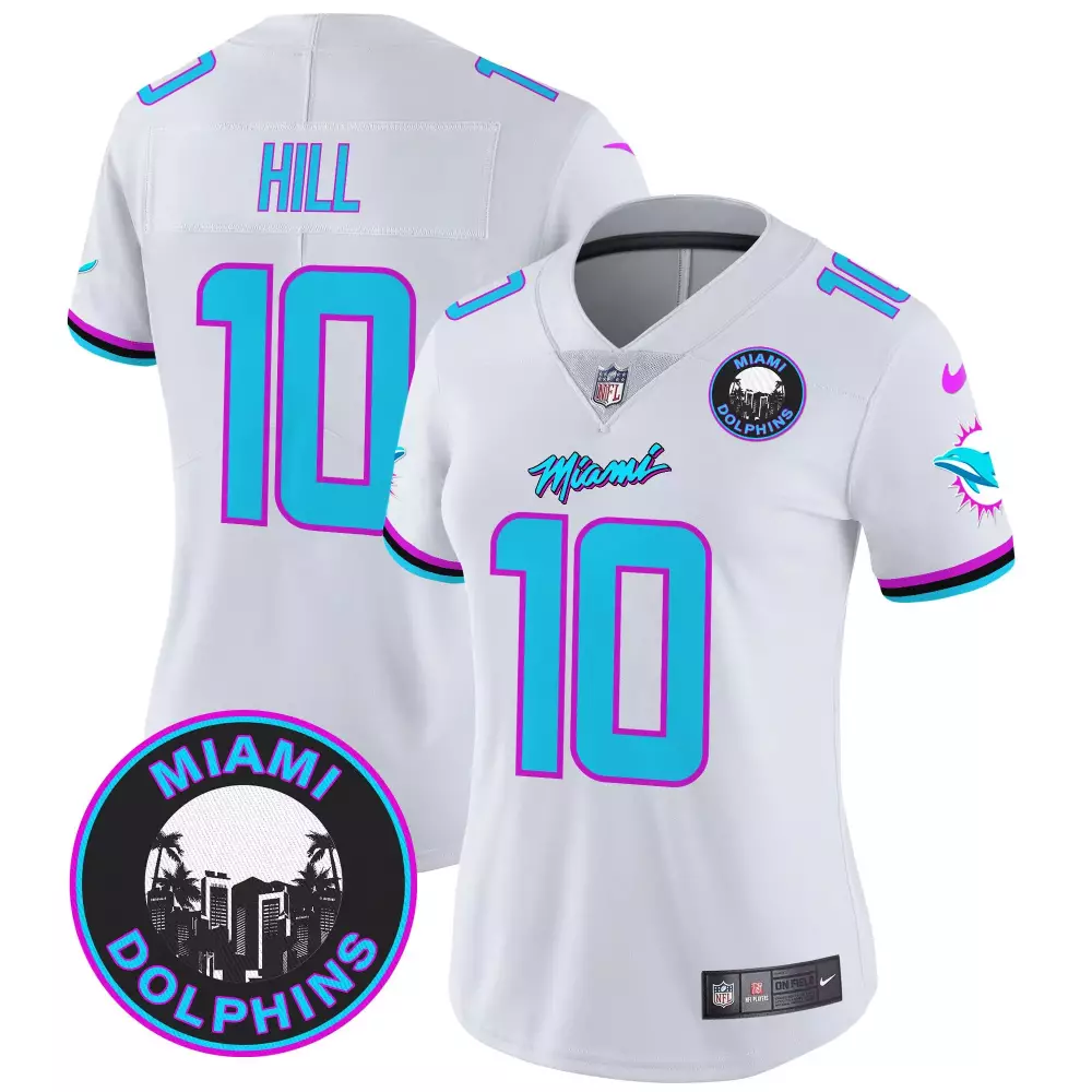 Tyreek Hill White Women's Miami Dolphins Miami Vice Vapor Limited Jersey V3 | All Stitched | Limited Edition Fan Gear | For Men, Women & Youth