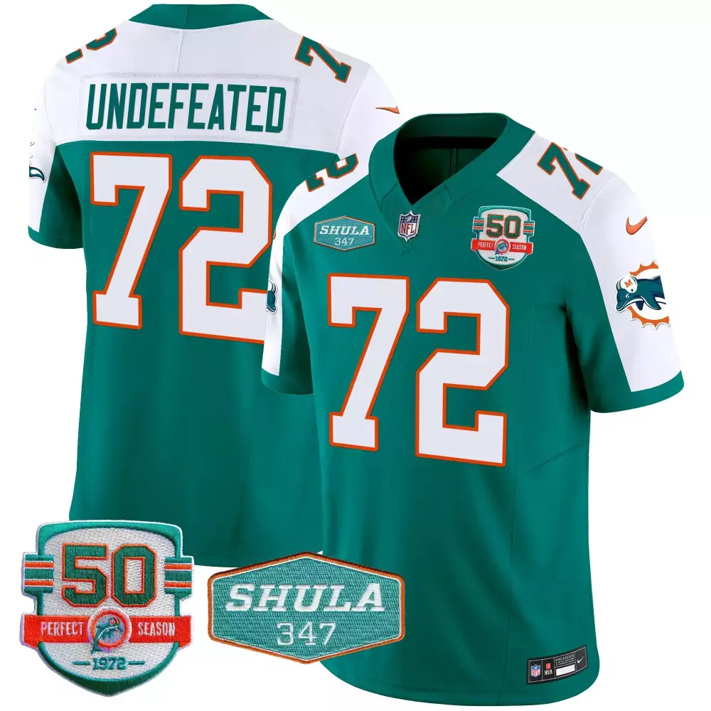 Miami Dolphins Aqua Alternate Throwback Shula 347 Patch Vapor Jersey | Stitched Fan Gear | For Men, Women & Youth