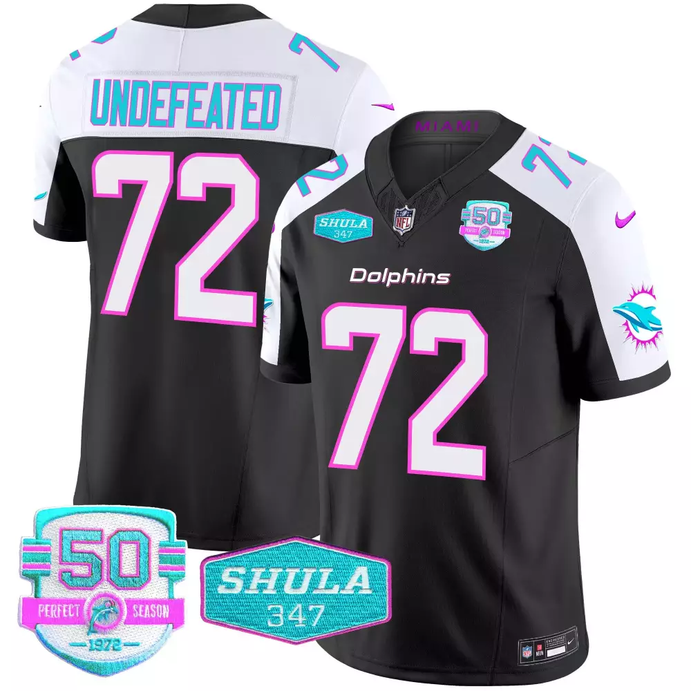 Miami Dolphins Undefeated Black Alternate Miami Vice Jersey | Vapor Limited Edition | Stitched Fan Gear for Game Day | For Men, Women & Youth