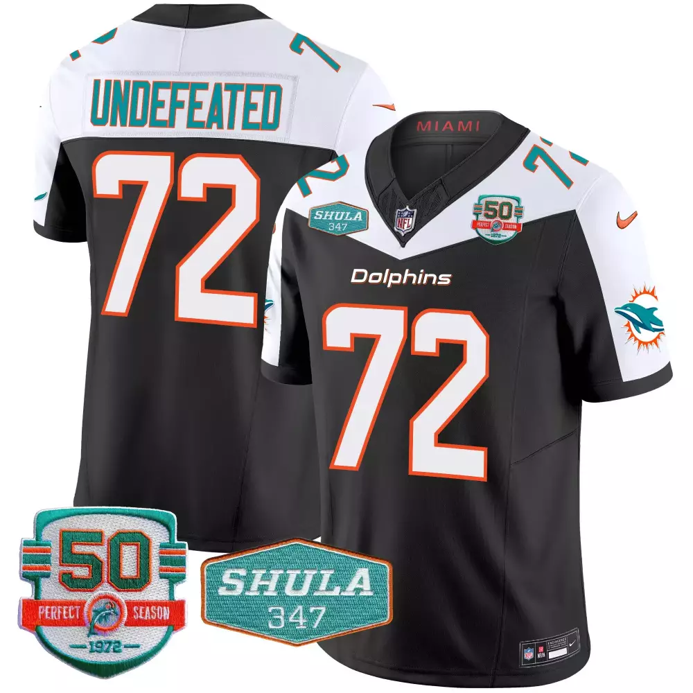 Miami Dolphins Undefeated Black Alternate Shula 347 Jersey V2 | Vapor Limited Edition | Stitched Fan Gear for Game Day | For Men, Women & Youth
