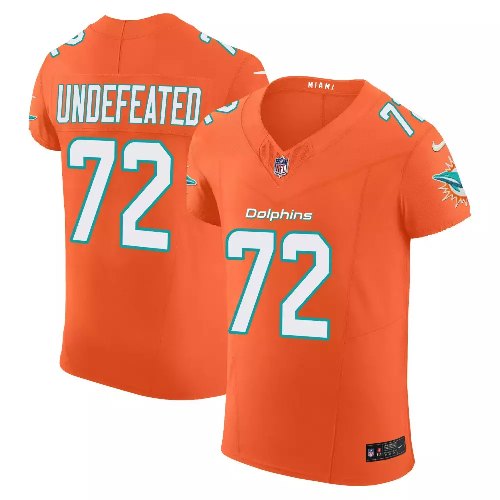 Miami Dolphins Men's Undefeated Orange Vapor Elite Jersey | All Stitched | Game Day Outfit for Fans | For Men, Women & Youth