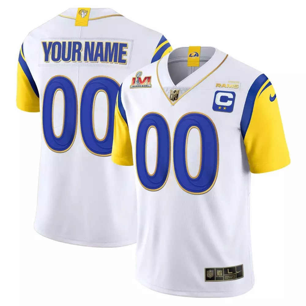 Vapor Gold Trim Custom Jersey | Super Bowl LVI Los Angeles Rams | All Stitched Fan Gear | For Men